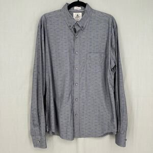 Vintage Mustache Shirt Men Large Gray Novelty Button Down Estate Long Sleeve